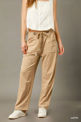 Umgee Cargo-Inspired Drawstring Pants LATTE OutfitFlow