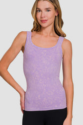 Zenana Ribbed Scoop Neck Tank Lavender OutfitFlow