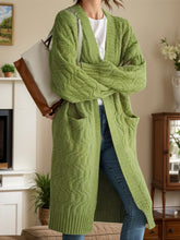 Open Front Long Sleeve Cardigan Green One Size OutfitFlow