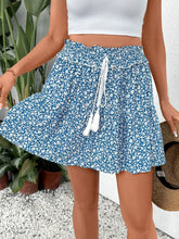 Tassel Floral Mini Skirt Light Blue OutfitFlow
