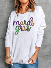 MARDI GRAS Sequin Long Sleeve Sweatshirt White OutfitFlow