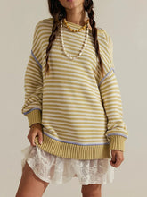 Slit Striped Oversized Sweater Yellow OutfitFlow