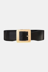Alloy Buckle PU Leather Belt Black One Size OutfitFlow