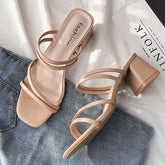 Open Toe Block Heels Sandals Pale Blush OutfitFlow