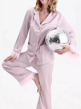 Silky Button Up Top and Pants Lounge Set Pink Trendsi