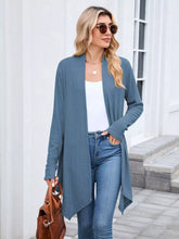 Open Front Long Cardigan Dark Blue OutfitFlow