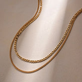 Stainless Steel Double-Layered Necklace Gold One Size OutfitFlow