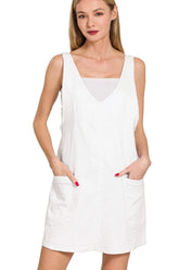 Zenana Washed Adjustable Strap Denim Overall Dress WHITE OutfitFlow