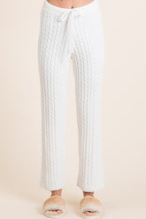 BiBi Cable-Knit High Waist Sweater Pants Ivory OutfitFlow