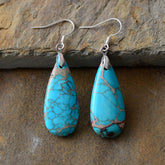 Natural Stone Copper Teardrop Earrings Sky Blue One Size OutfitFlow