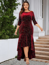 Plus Size Ruffle Hem High-Low Dress Burgundy OutfitFlow