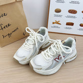 Contrast Letter Lace Up Athletic Shoes Khaki OutfitFlow
