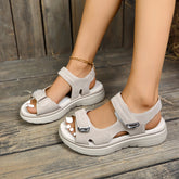 Peep Toe Platform Sandals Beige OutfitFlow