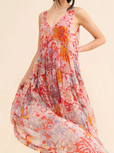 Printed V-Neck Sleeveless Dress Strawberry OutfitFlow
