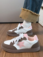 Contrast Star Lace-Up Athletic Sneakers Blush Pink OutfitFlow