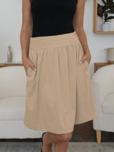 FAM-FAM Elastic Waist Skirt with Pockets Tan OutfitFlow