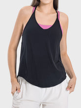 Millennia Slit Spaghetti Strap Scoop Neck Active Cami Black OutfitFlow