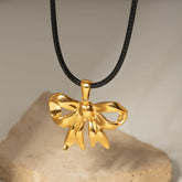 18K Gold-Plated Bow Pendant Necklace Gold One Size OutfitFlow