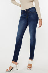 Kancan Mid Rise Gradient Skinny Jeans Dark OutfitFlow