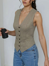 Plaid Button Down Vest Mocha OutfitFlow