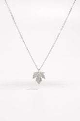 925 Sterling Silver Zircon Maple Leaf Necklace Silver One Size OutfitFlow