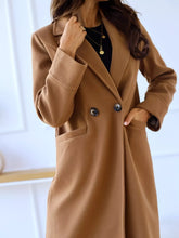 Lapel Collar Wool Blend Overcoat Khaki OutfitFlow