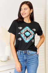 Simply Love Graphic Short Sleeve T-Shirt Black OutfitFlow