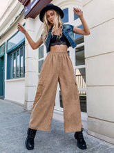 Pocketed Wide Leg Elastic Waist Pants Camel OutfitFlow