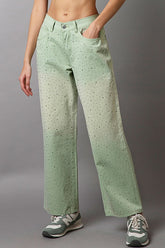 POL Embellishments Gradient Wide Leg Pants Light Green OutfitFlow