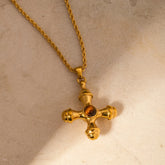 Gold-Plated Stainless Steel Cross Shape Pendant Necklace Style A One Size OutfitFlow