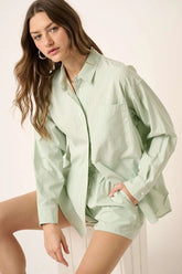 Mittoshop Striped Shirt and Shorts Set SAGE OutfitFlow