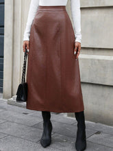 High Waist Midi Skirt Brown OutfitFlow