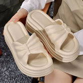 Open Toe Platform Slippers Khaki OutfitFlow