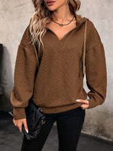 Perfee Drawstring Dropped Shoulder Long Sleeve Hoodie Chestnut OutfitFlow