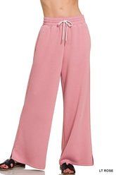 Zenana Scuba Drawstring Pants LT ROSE OutfitFlow