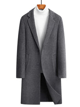 Men's Plus Size Lapel Collar Long Coat Grey OutfitFlow
