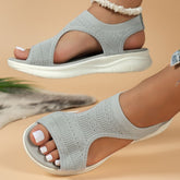 Peep Toe Solid Color Sandals Light Gray OutfitFlow