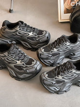 Breathable Chunky Platform Sneakers Black OutfitFlow