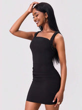 Bead Trim Wide Strap Wrap Dress Black OutfitFlow