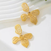 18K Gold-Plated Butterfly Flower Statement Earrings Golden onesize OutfitFlow