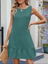 Florira Tied Back Ruffled Mini Tank Dress Turquoise OutfitFlow