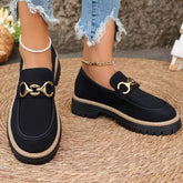 Round Toe Platform Loafers Black OutfitFlow
