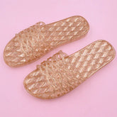 Open Toe Flats Slippers Gold OutfitFlow