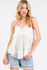 Mittoshop Textured V-Neck Cami White OutfitFlow