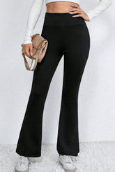Slit High Waist Bootcut Pants Black OutfitFlow