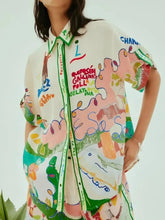 Printed Button Up Shirt and Shorts Set Multicolor OutfitFlow