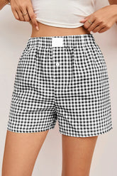 Plaid High Waist Shorts Black OutfitFlow