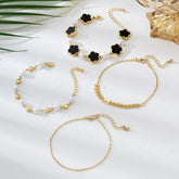 4-Piece 18K Gold-Plated Alloy Resin Bracelet Gold One Size OutfitFlow