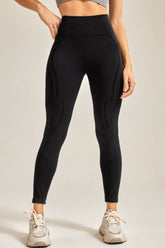 Wide Waistband Long Active Pants Black OutfitFlow