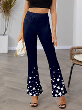 FAM-FAM Star Elastic Waist Bootcut Pants Dark Blue OutfitFlow